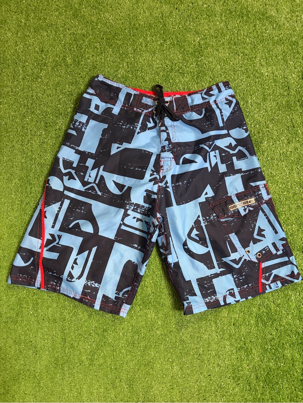 Vintage Quiksilver Graffiti Print Swim Trunks